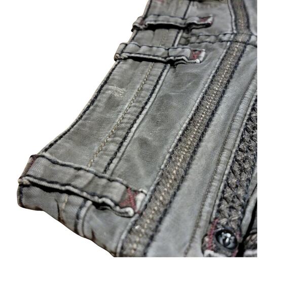 ROCK REVIVAL Gray Ben Straight Leather Detail Jeans Mens 36 Rebel Biker 90's - Picture 11 of 16